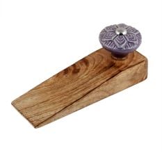 Purple Wheel Flower Ceramic Wooden Door Stopper